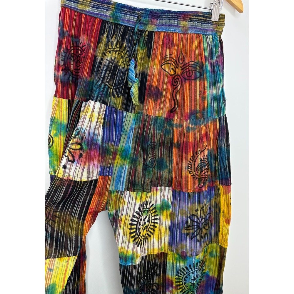Rising International Patchwork Harem Pants Boho Hippie Festival Nepal Medium - Picture 8 of 11